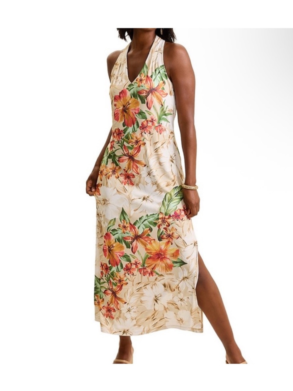 NEW TOMMY BAHAMA WOMENS Sandy Solar Bloom Floral Maxi Dress Vacation Tropical XL